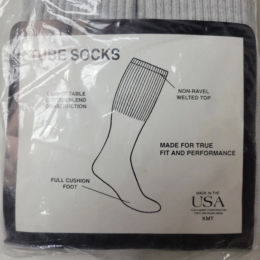 Vintage Athletech 6 Pair Mens Tube Socks Over The Calf Grey Striped KMart USA